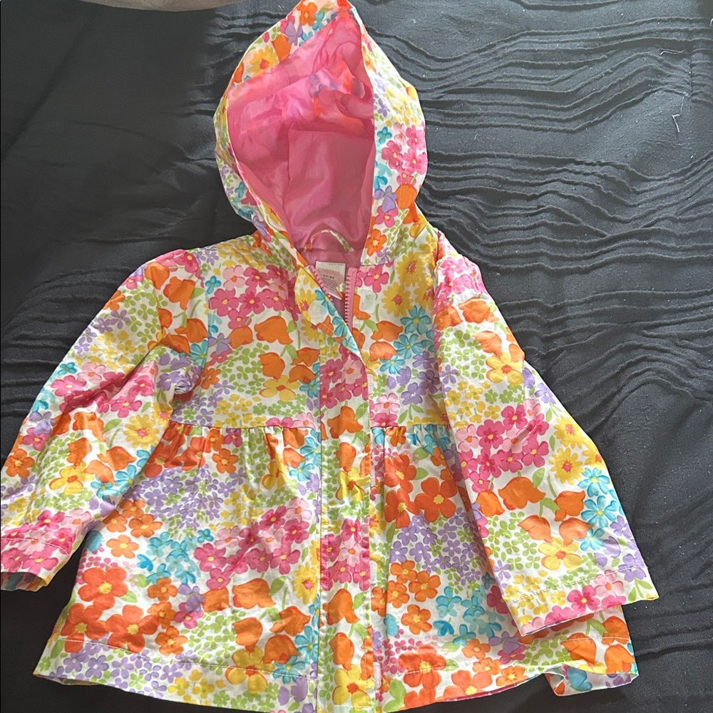 Girls Colorful Floral Kids Rain Jacket